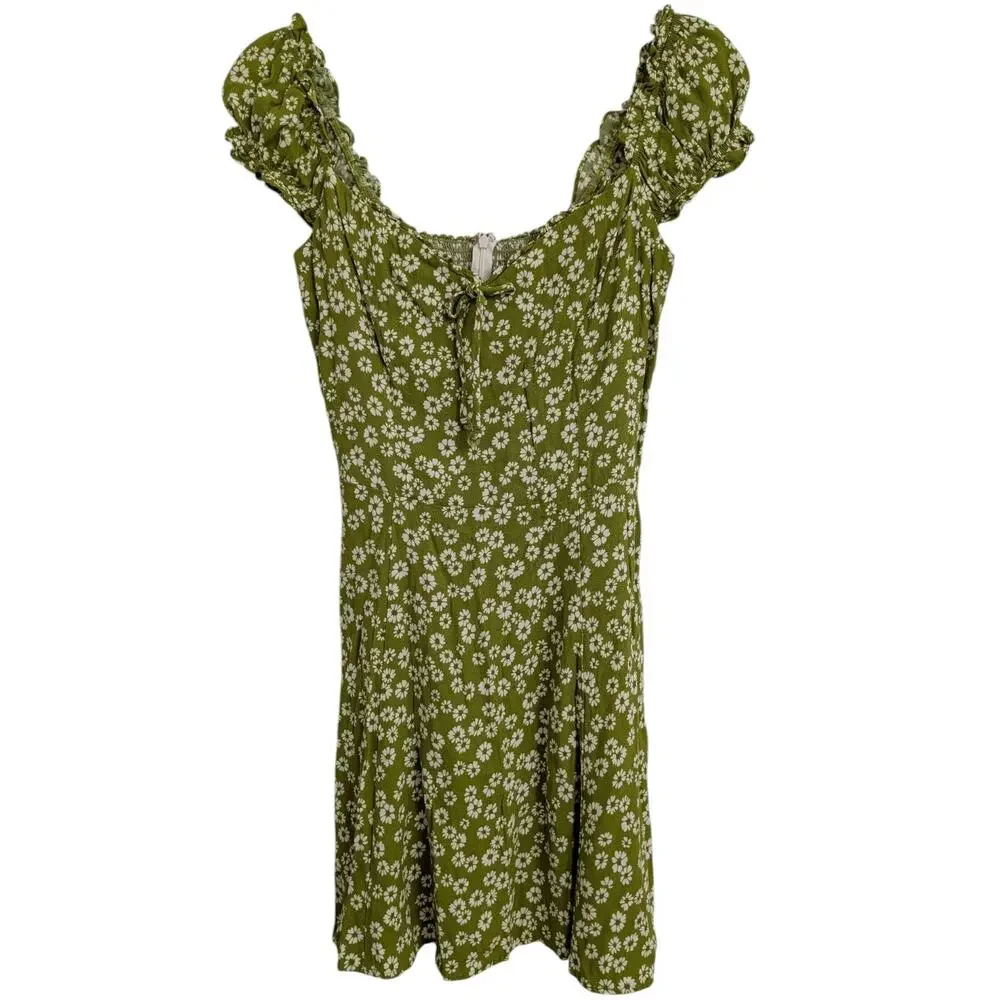 Reformation Pacey Green Floral Fennel Dress Size 8 - Picture 5 of 10